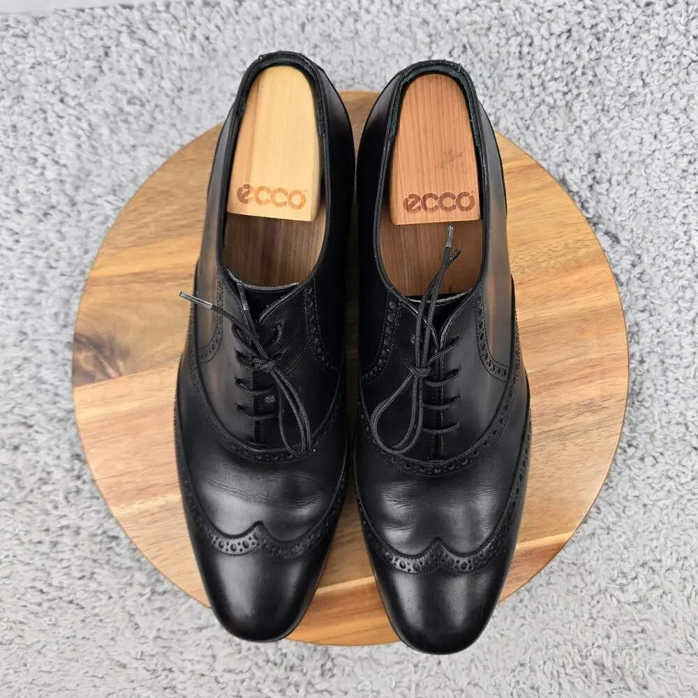 Wolf and Shepherd Mens 11 Senna Black Leather Wingtip Brogue Oxford Dress Shoe